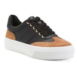J Slides Black and Tan Sneakers